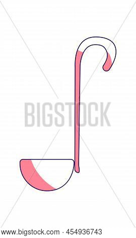 Ladle Semi Flat Color Vector Element. Full Sized Object On White. Long Handled Utensil. Serving Soup