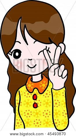 ผู้หญิงกับเครื่องหมายที่ตกลง
