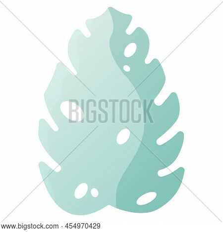 Flat Illustration Of Monstera Plant Leaf. Isolated Element On White Background.