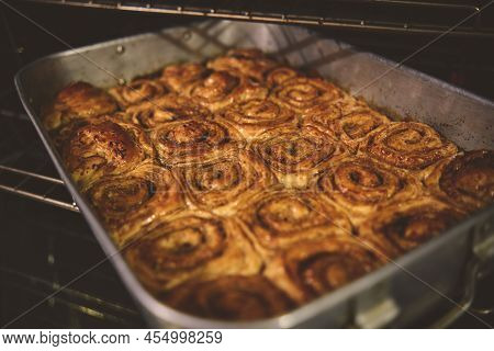 Cinnamon Rolls With Cheese Baked And Ready To Eat. Golfeados Typical Dessert In Venezuela.