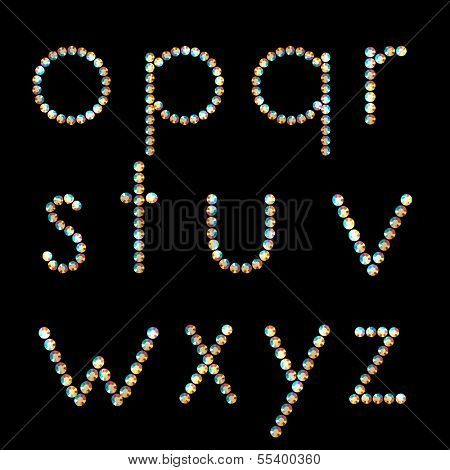 Shiny diamond alphabet letters, lower case version - raster version