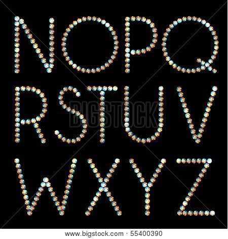 Shiny diamond alphabet letters - uppercase version - raster version