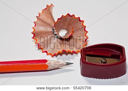 Pencil, Sharpener and Wood Shavings