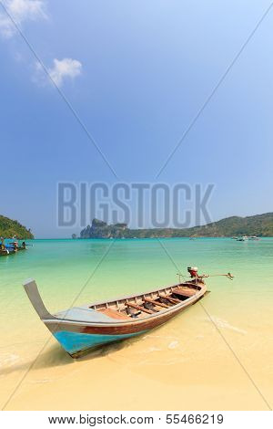 Long tailed boat Ruea Hang Yao in Ko Phi Phi island Thailand