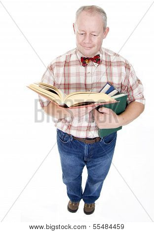 Middle Aged Man Reading A Book