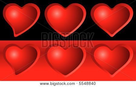Un Set di sei cuori In formato vettoriale