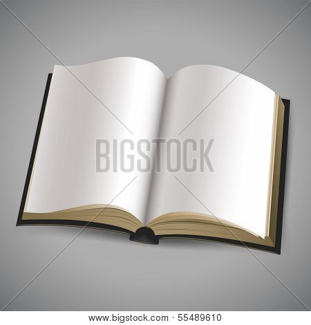 open book with blank white pages  Vector illustration on gray background