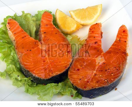 raw salmon and spices