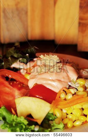 Salad With Vegetables Salad In The Plate.