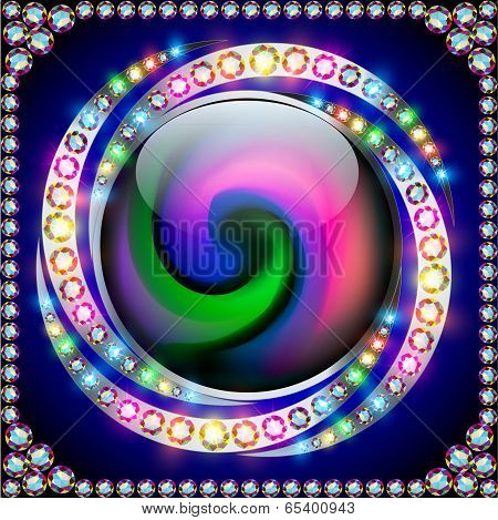 Background Rainbow Circle With Precious Stones On A Spiral