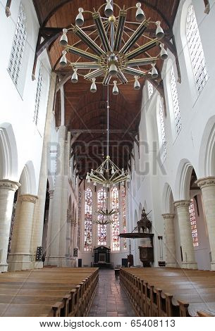 Protestant Church - Oude Kerk In City Delft, Netherlands
