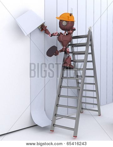 3D Render of an Android hanging wallpaper