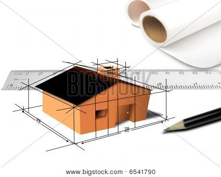 3D plan van het platform van het huis