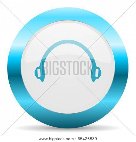 headphones blue glossy icon