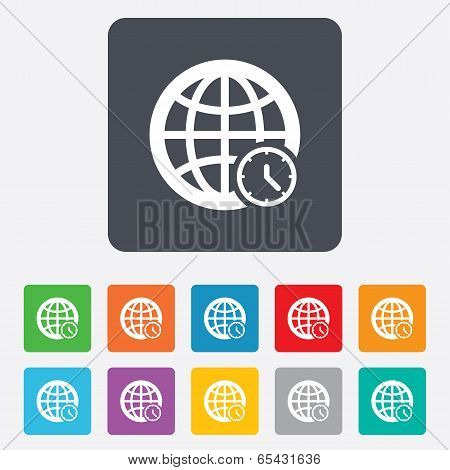 World time sign icon. Universal time symbol.