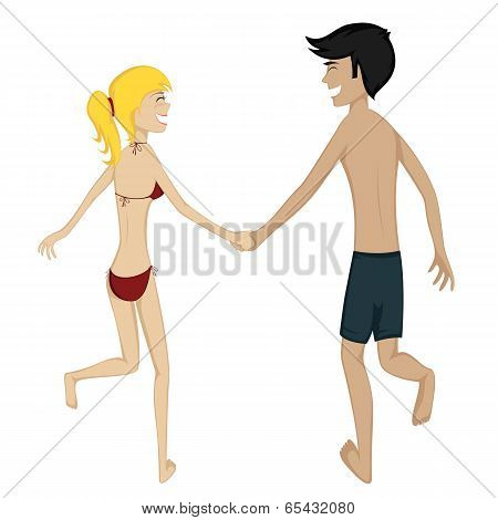 Happy running couple (summertime)