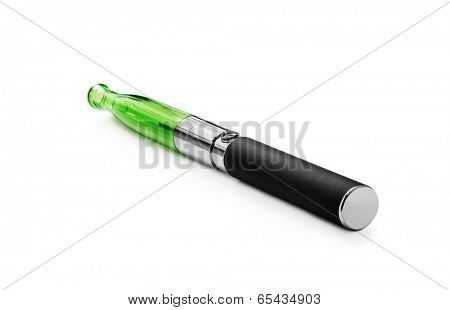 Green e-cigarette isolated on white