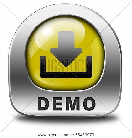Demo download button or icon for free trial demonstration