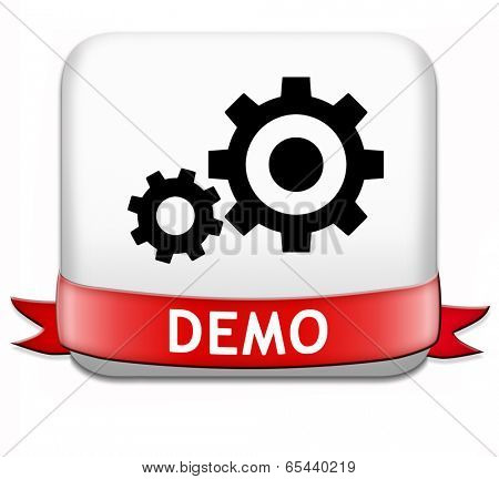 Demo button or icon for free trial download demonstration