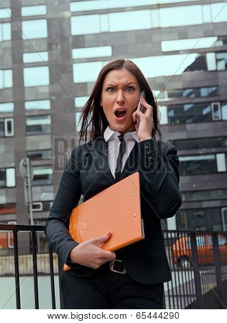 Beautiful Angry Business Woman Screaming In Her Phone