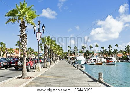 Harbor from Aruba Island in the Caribbean sea