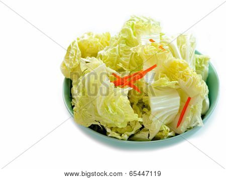 Isolated Slicing Chinese Cabbage And Slicing Carrot