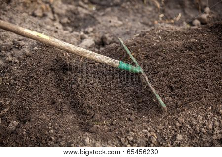 Photo Of Garden Rake On Bed