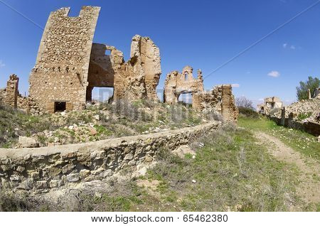 Belchite village destroyed in a bombing during the Spanish Civil War, Saragossa, Aragon, Spain