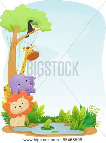 Background Illustration Featuring Cute Safari Animals