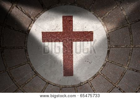 Porphyry Stone Floor With Marble Cross