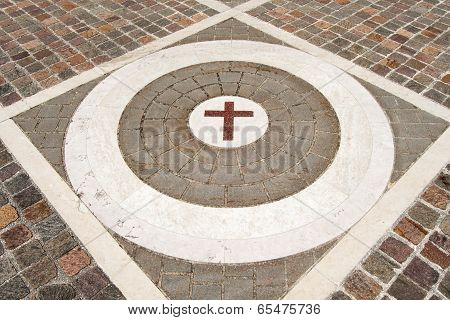 Porphyry Stone Floor With Marble Cross
