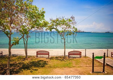 Wooden chair with sea