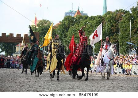 Riga, Latvia - August 21:the Devils Horsemen Stunt Team Show During Riga Festival On August 21, 2011
