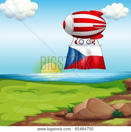 Illustration of a floating balloon with the Czech Republic flag