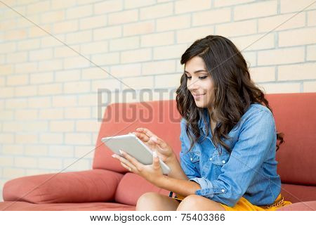Woman Using Tablet