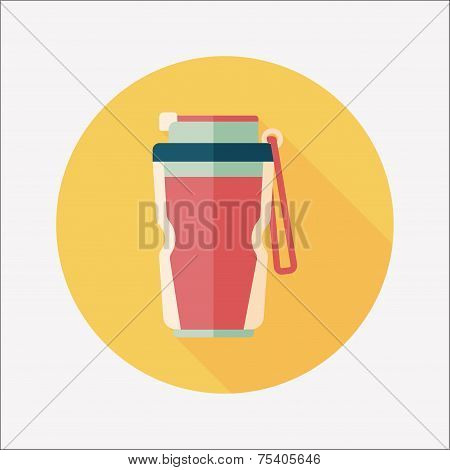 Vacuum Flask Flat Icon With Long Shadow,eps10, Hot Water Bottle