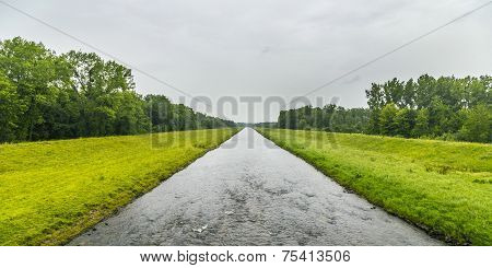Canal In Elsass In Rain