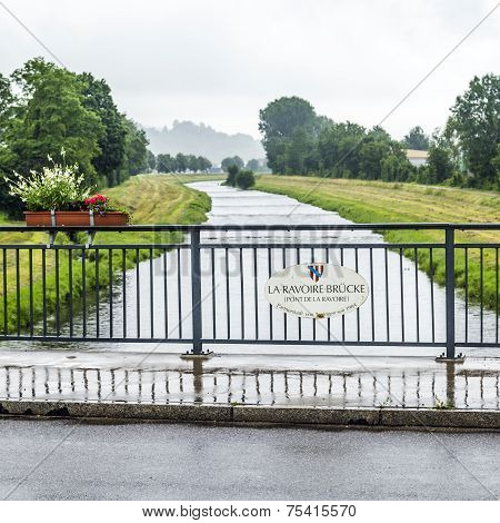 RAVOIRE, FRANCE - APR 3, 2012: view to river ravoire in the Elsass
