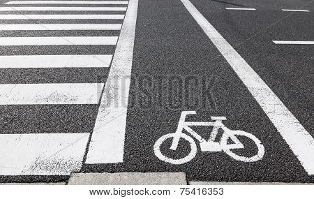 Bicycle Lane Sign Across Road