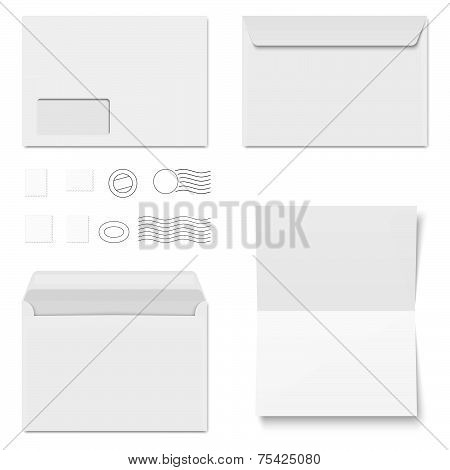 White Envelopes / Writing Paper / Postage Stamps