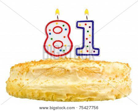 Birthday Cake Candles Number Eighty One Isolated