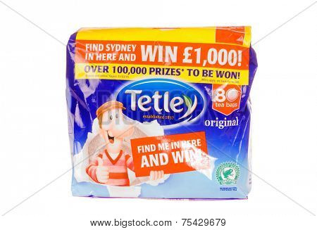Hayward, Ca - October 28, 2014: Package of 80 Tetley Brand Tea bags