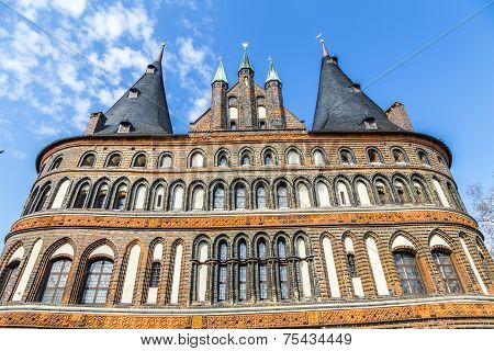 The Holsten Gate (holstentor) In Lubeck Old Town, Schleswig-holstein, Germany