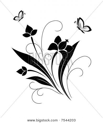 Farfalle e motivo floreale