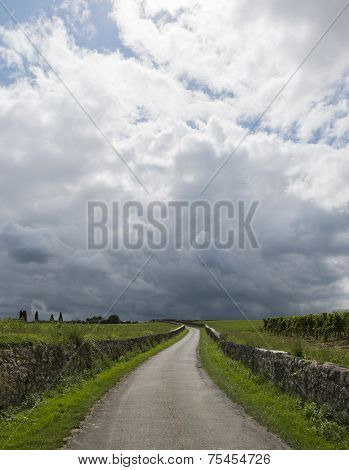 Thunderstorm Above Vinyard And Road Saint-emilion
