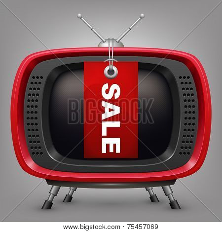 Retro red tv with labal sale