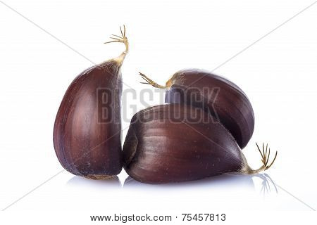 Chestnuts Isolated On A White Background