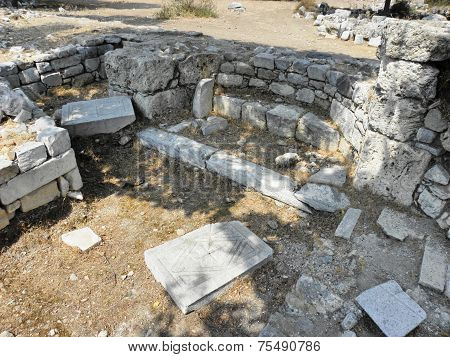 The ruins of a small Byzantine basilica.