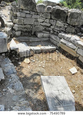 The ruins of a small Byzantine basilica.