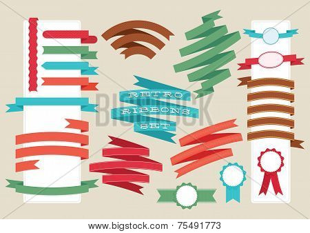 Retro ribbons and labels set